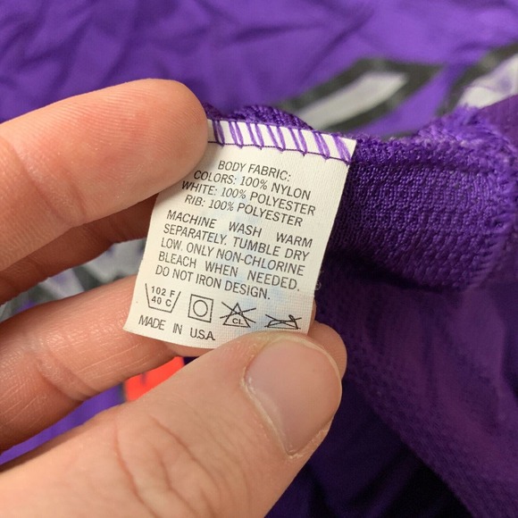 Champion NBA Raptors Jersey Tank Top Purple #1 Made in USA Nylon Mens Size SM - Picture 4 of 5